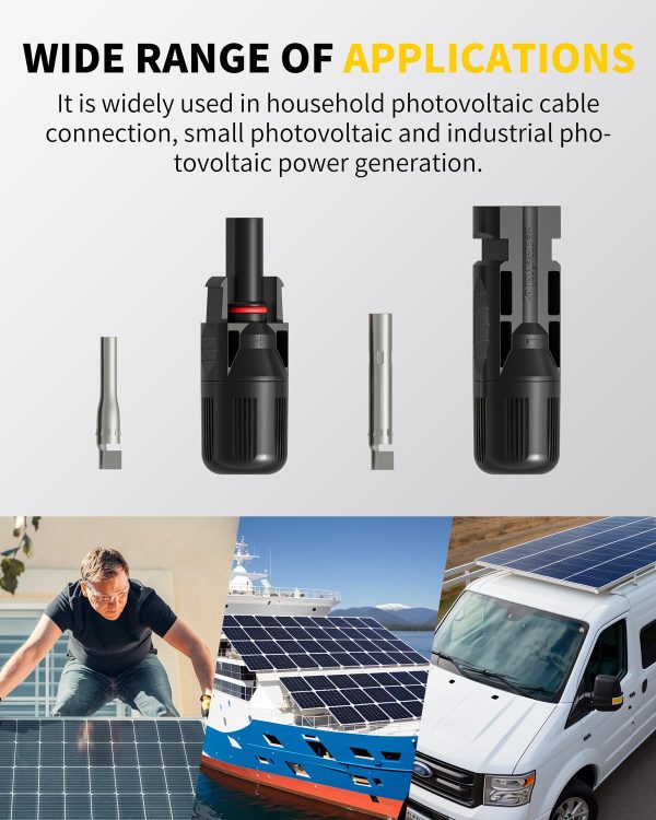 10 PCS Solar Connectors Kit IP68 Waterproof Male/Female Solar Panel Cable Connectors (5 Pairs Solar Panel Connectors)