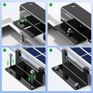 Bateria Power Solar Panel Mounting Kits, 16 Units Lightweight Aluminum Anti-Corrosion Solar Panel Mounts, Solar Panel Mounting Z Brackets for RVs, Roof, Boats, Yachts, Off-Grid,Black