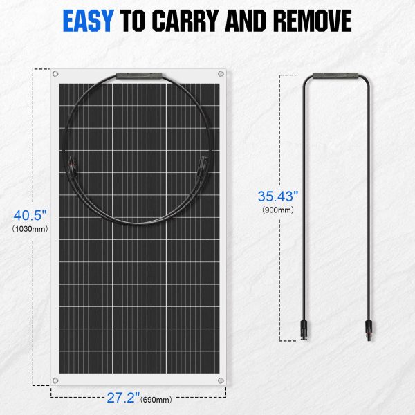 ECO-WORTHY 130 Watt 12 Volt Monocrystalline Flexible Solar Panel Semi-Flexible Bendable for Off- Grid System, RV, Caravan, Camper, Boats, Roofs, Uneven Surfaces