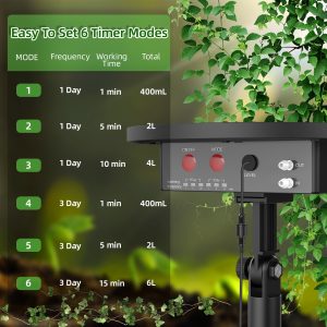 CIRYASR Solar Drip Irrigation System, Automatic Watering System with 2200mAh Battery and 6 Timer Modes for Potted Plants Drip Irrigation Kit for Balconies, Green House, Garden, Balcony