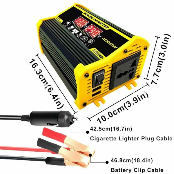 OLONETO 4000W 12V to 110V/220V Solar System Combination Inverter Solar Panel Kit Solar Generator Home Grid System 30A Controller + 18w12v Solar Panel (Color : Yellow, Size : 12V-110V)