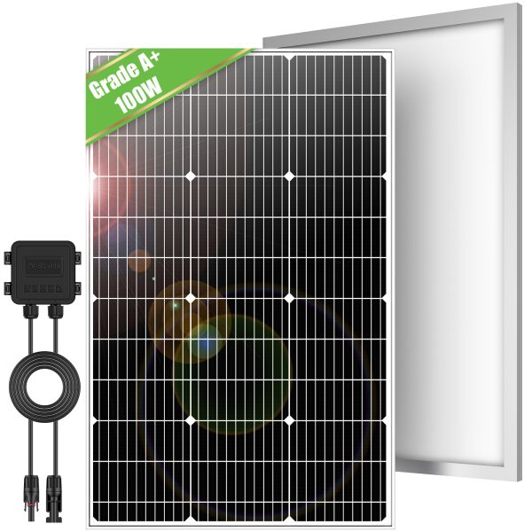 SJUEDENG 100 Watt Solar Panel Kit Ring Camera Solar Panel 100w, RV Solar Panel Kit Flexible with Connectors Extension Wires Charger for Battery Marine Boat Cabin Van Car Doorbell Outdoor Cam