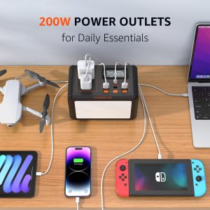 99Wh Portable Power Station with PD100W 1 Hour Fast Charging, 200W Small Solar Generator with 3500+ Cycles LiFePo4 Battery,Power Bank with 2 110V AC Outlets for CPAP Home Camping Outdoor