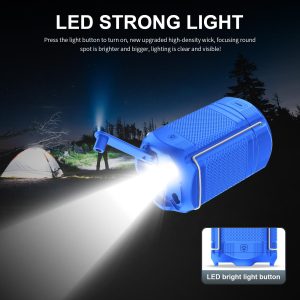 Camping Lantern 5000mAh Solar Hand Crank Telescopic LED Flashlight USB Charger for Power Outages ,Portable Rechargeable Battery Powered Operated Lanterns Lamp, Camping Gear Accessories (Blue)