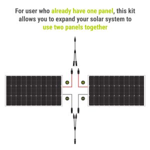 Newpowa 100W 12V Solar Panel Kit with 100W Rigid Solar Panel + NPC-46 Y Branch Connector M/FF + F/MM