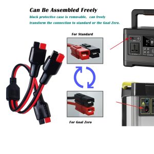 Lyshujli 50A 12AWG Solar Charging Splitter Cable, Solar Panel Extension Cable Compatible with Anderson Power Pole Connectors, for Portable Solar Generator Power Station (2FT,1 to 3)