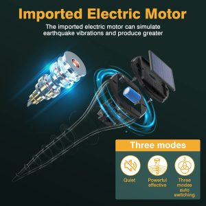 Mole Repellent for Lawns, Solar Powered | Patent Screw-Shape-Stake Design | IP65 Waterproof, Varying Sonic and Vibration to Expel Mole Gopher Snake Vole, for Lawn Garden & Yard (Lawn green-2)