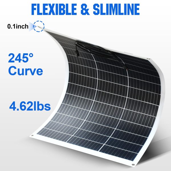 ECO-WORTHY 130 Watt 12 Volt Monocrystalline Flexible Solar Panel Semi-Flexible Bendable for Off- Grid System, RV, Caravan, Camper, Boats, Roofs, Uneven Surfaces