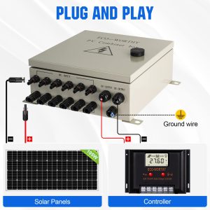 ECO-WORTHY 6 String PV Combiner Box(Metal Case) & 63A Circuit Breakers for Solar Panels