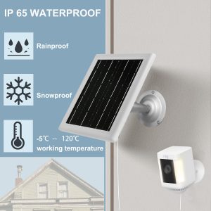 Solar Panel for Ring Camera, 5V 5W Outdoor Solar Battery Charger for Ring Spotlight Camera, Ring Stick Up Camera with IP65 Waterproof, 16.4ft Cable, 360° Adjustable Bracket (White,1 Pack)