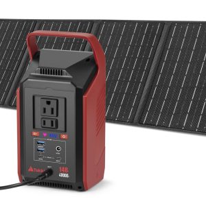 Takki Solar Generator 148Wh with 40W Solar Panel Included 300W Peak Portable Power Station Camping Power Bank with 110V AC Outlet for Home Camping Emergency Hurricane