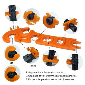 JINKAIMING 1Pair Solar Connector MC-4 Plastic Spanner 18/19/21mm Cap Crimping Disconnect Tool Wrench for 1000V/1500V Solar Panel PV Cable