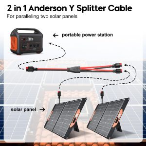 PAEKQ 10AWG Anderson Y Splitter Cable Solar Panel Connector Branch Parallel Adapter Cable for Portable Solar Generator Power Station Compatible with Goal Zero Jackery High Power Pole Port Connector