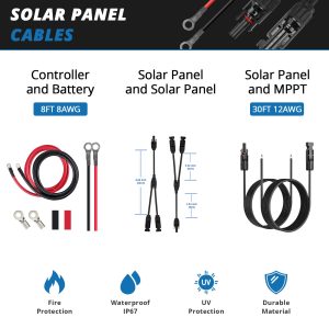 ACOPOWER 200 Watt Solar Panel Kit 2 Pcs 100W Polycrystalline Off-Grid System for RV Home Marine with 20A Charger Controller/Z-Brackets/Y Connectors/Solar Cables/Cable Entry Housing