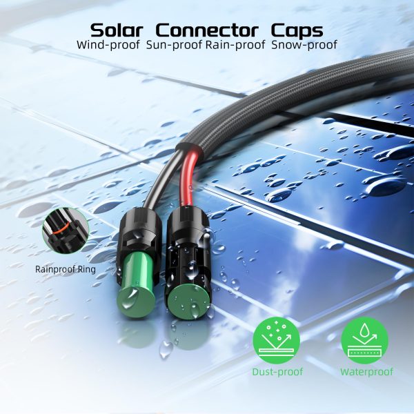 Bateria Power Solar to XT60 Charge Extension Cable with Solar Connectors Caps,Solar Connector to XT60 Adapter Cable for Solar Panel to Battery RV Power Station Solar Generator(12AWG 10Ft)