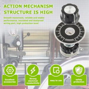 EPLZON B502 5K Ohm Carbon Film Rotary Taper Potentiometer with A03 knob and dial RV24YN20S Potentiometer Single Turn Carbon Film Rotary Taper Potentiometer Used for Inverter Speed Regulation
