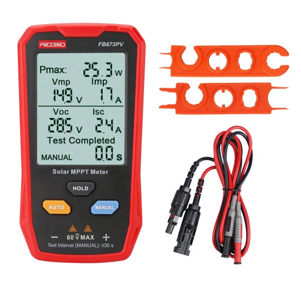 FrogBro Upgrade Solar Panel Tester Meter Photovoltaic Multimeter 800W, Solar MPPT Meter with Large Ultra Clear LCD, Smart MPPT Open Circuit Voltage Troubleshooting Utility Tool for Solar PV Testing