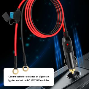 Cigarette Lighter Plug with LED Lights,12AWG 12/24V Car Lighter Plug for Air Inflator,Car Vacuum Cleaner,Essential 12 Volt Power Supply Cigarette Lighter Plug Car Accessories