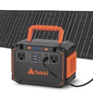 Takki 350W Peak Solar Generator Portable Power Station with 40W Solar Panels Included, 240Wh Solar Power Bank AC DC USB Ports for Camping Tent Emergency Outdoor