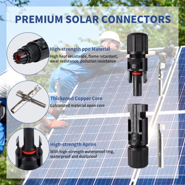 Teen Dream 12 PCS Solar Connectors Male/Female IP67 Waterproof Connectors with Spanners Solar Panel Cable Connectors (6 Pairs Solar Connector)