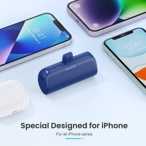 Mini Portable Charger Power Bank for iPhone,5200mAh Portable Phone Charger, Ultra-Compact PD Fast Charging Battery Pack Compatible with iPhone 14/14 Plus/Pro Max/13/12/12 Mini/11/XS/XR/X/8/7/6/6s