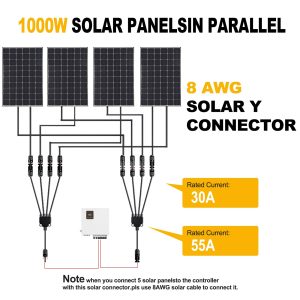 BUSBYR Solar Y Branch Connectors MC4 Solar Panel Parallel Connector Panel Assembly Parallel Connector 4-to-1 Adapter Solar Cable Wire Plug Tool Kit(M/FFFF and F/MMMM)