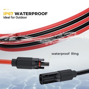 BougeRV 40 Feet 8AWG Solar Extension Cable with Female and Male Connector with Extra Pair of Connectors Solar Panel Adaptor Kit Tool (40FT Red + 40FT Black)