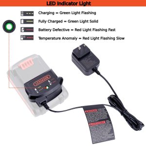 Tulepowceeng LCS1620B Charger Compatible with Black and Decker 20V 12V Max Lithium Battery LBXR20 LBX4020 LBX20 LBXR2020 Replacement for Black and Decker 20v Lithium Battery Charger LCS1620 BDCAC202B