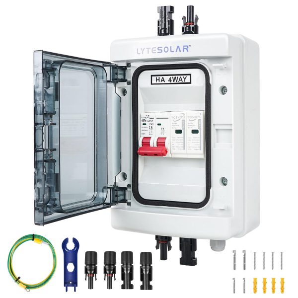 LyteSolar Solar Disconnect Switch,40Amp DC Circuit Breaker with Surge protector,Plug-and-Play,IP65 Waterproof(1 String 40A/DC 1000V)