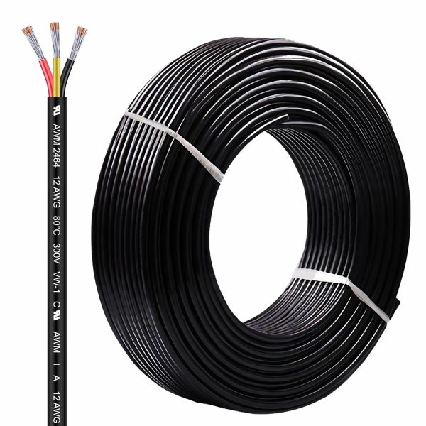 LINKSQ UL2464 150FT 12 Gauge 3 Conductor Electrical Wire, Tinned Oxygen Free Copper 3 Wire, 12/3 AWG Landscape Wire, OFC Speaker Wire, Low Voltage Wire, Automotive Battery Wire, Solar Panel Cable