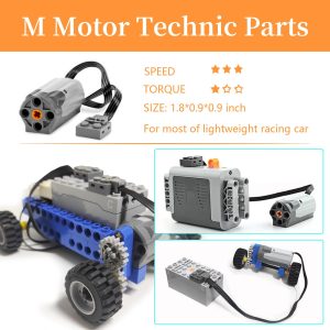 5Pcs Motor Kit Compatible with Lego Technic, Speed Power Functions Technical Parts Set, 2 Motor, Battery Box, Remote Control, Signal Receiver, Technic Compatible Brick Motors Accessories for DIY