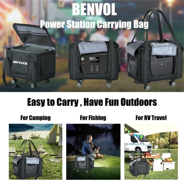 BENVOL Portable Power Station Carrying Bag,Easy Carrying-Movable on Wheels,900D Oxford Cloth, Waterproof, Sunscreen,Dustproof,18×13×14' Fit for Power Station1500w-2700w, Camping, Parties, RV