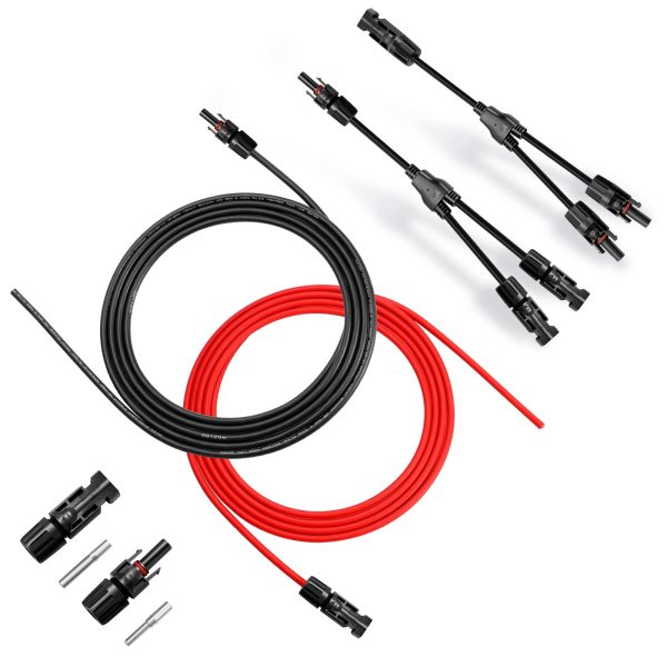 WBGADAM 10AWG Solar Extension Wire 30Feet 6mm² Solar Wire Male and Female Connectors, for Solar Systems, Car, RVs, and Boats (30Feet Red + 30Feet Black)