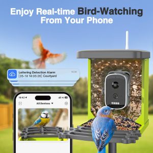 Smart Bird Feeder with Camera AI Identify Bird Species, 4MP HD Smart Bird Camera for Outdoor with Solar Panel, Auto Capture Bird Videos & Motion Detection, Bird Watching Camera TF Card Included