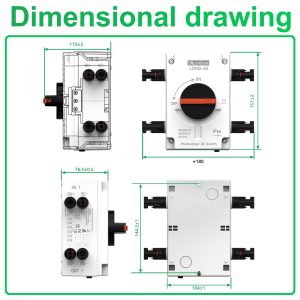 CNLonQcom Solar Isolator Disconnect Switch 2 String 32A 1200V DC with Outdoor IP66 Solar Combiner Box for PV Systems