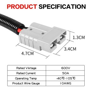 YACSEJAO 10AWG Solar Panel Connector Cable 1.3FT 50A/600V Solar Panel Connector to MC-4 Connector Cable for Solar Generator Inverter Battery Pack Charger Kit