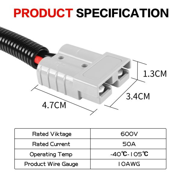 YACSEJAO 10AWG Solar Panel Connector Cable 1.3FT 50A/600V Solar Panel Connector to MC-4 Connector Cable for Solar Generator Inverter Battery Pack Charger Kit