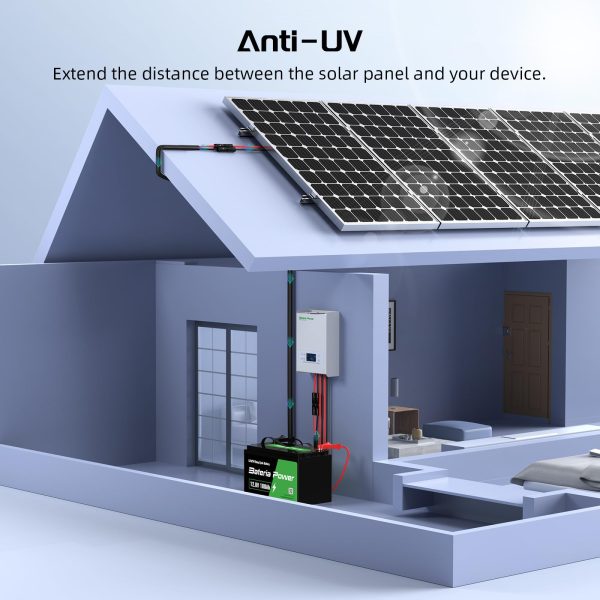 30FT Twin Wire Solar Panel Extension Cable, 10 Gauge PV Wire with IP68 Female & Male Waterproof Connectors, Flame Retardant Protective Sleeving and Dust Caps for Home, RV, Photovoltaic Systems