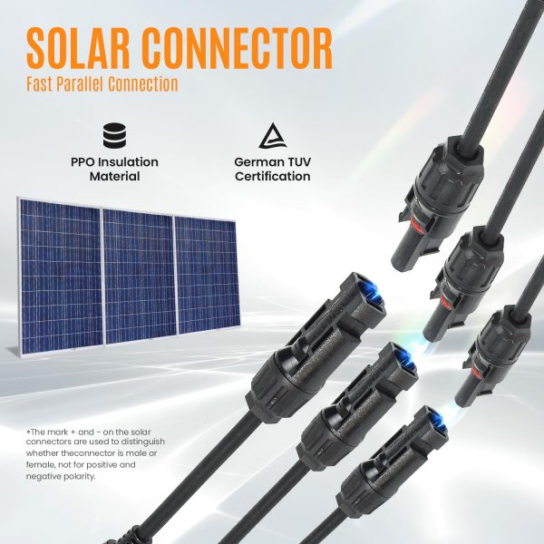 Pjerjzn Solar Panel Connector 3 to 1 Solar Panel Splitter 3 Way 1000V Y-Branch Cable Solar Panel Parallel Connectors Parallel Adapter Cable Wire Plug Tool Kit for Solar Panel (1 Pairs)