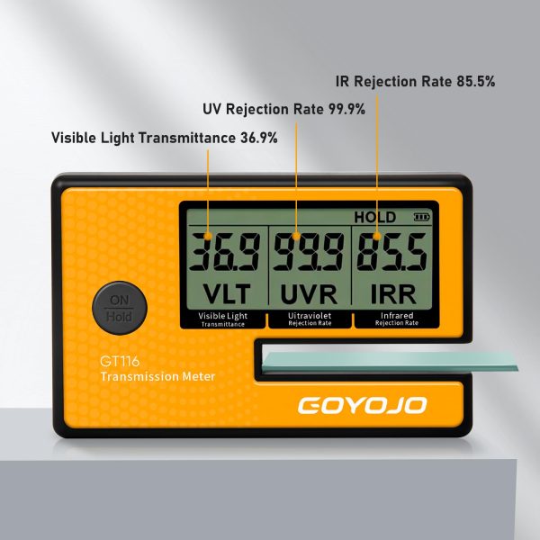 Labs Tint Meter Works on Side Windows, Digital Tint Solar Film Car Transmission Meter with Automatic Calibration, 3-in-1 Solar Film Meter VL UV IR Detection, for Automotive Window Tint Shop Stay Legal