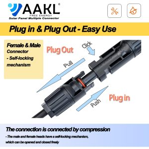 AAKL 10 Pairs Solar Panel Connector IP67 Waterproof Solar Power Cable Connectors 1000V 30A 10AWG/12AWG Male/Female Plug with 2PCS Spanners (10 Pairs)