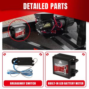 Jack Boss Upgraded Trailer Breakaway Kit, LED Test Controller System with 12V 5AH Battery and Charger, Universal for Brakes of Trailer Vehicle