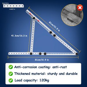 Solar Panel Mount Brackets, 32 in with Foldable Tilt Legs 0-90° Adjustable Solar Panel Tilt Mount Brackets Set Installed on Any Flat Surface for RV, Roof, Boat, Any Off-Grid Systems