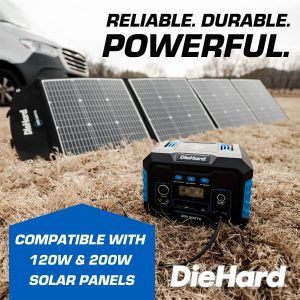 DieHard Portable Power Station 300-Watt (600-Watt Peak) 288.6Wh - Quiet Solar Generator, Lightweight Solution for Home Backup, Weather Emergencies, Outdoor Recreation, Jobsite and more