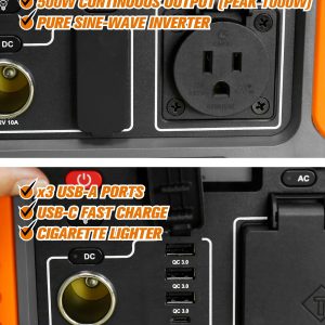 BALDR Portable Power Station, 500W Output, 288Wh Capacity, AC Outlet, USB Ports, Solar Charging Generator for Home Camping Emergency Use.…