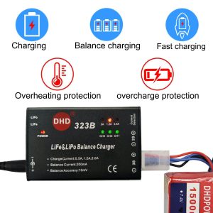 20W 2A 323B RC Battery Balance Charger for 2S 3S 7.4v 11.1v LiPo 6.6V 9.9V Life RC Battery Pack and RC Car Drone Truck Helicopter Airsoft Electric Water batteres