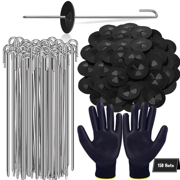 SUNMORN 150PCS Solar Panel Bird Guard Fastener Clips, 1PCS Gloves Solar Panel Mesh Clips Stainless Steel, Fastener Clips for Solar Panel Bird Wire Pigeon Fence (150)