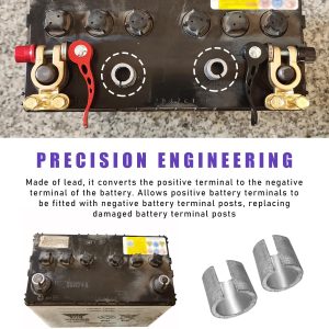 povtii 1 Pair Battery Post Shims, Battery Terminal Adapter for Positive & Negative Post, Lead Alloy Battery Terminal Converter Post Shims Anode Cathode Sleeves, Car Accessories