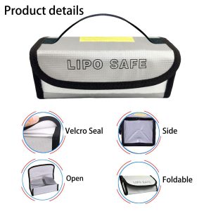 IANDAIROK 4PCS 185 * 75 * 60mm Lipo Battery Safe Bag Fireproof Charging Bag for RC Lipo Battery Pack Storage Charging Transport, Home Office Travel Lipo Safe Storage Pouch