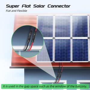 Bateria Power Super Flat Solar Cable Connector, 30Amp Balcony Photovoltaic Solar Extension Wire with Male and Female Connectors Solar Panel Adaptor for RV Solar Panels, 1 Pair (Black and Red)